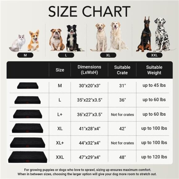 Black Orthopedic Dog Bed for Large Dogs Non-Slip Bottom Size(35"x22"x3.5") - Picture 3 of 7